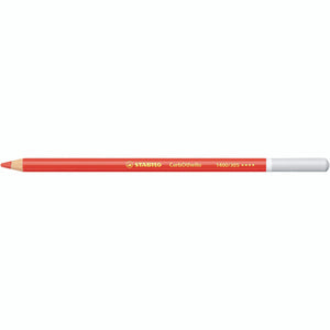 Stabilo CarbOthello chalk-pastel coloured pencil in Vermilion Red, showing full pencil length and colour cap