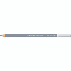 Stabilo CarbOthello pastel pencil in Cold Grey 3, a mid grey barrel with gold Stabilo lettering and a pale grey end cap