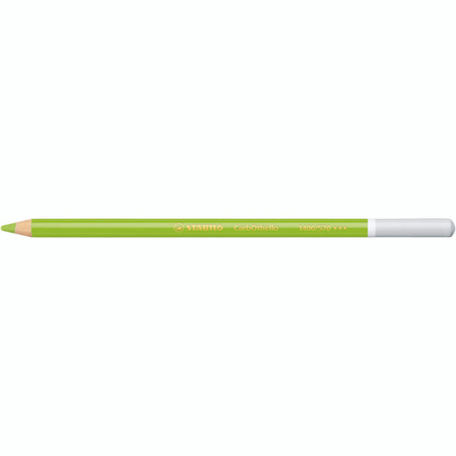 Stabilo CarbOthello chalk-pastel coloured pencil in Leaf Green Mid showing the full pencil length