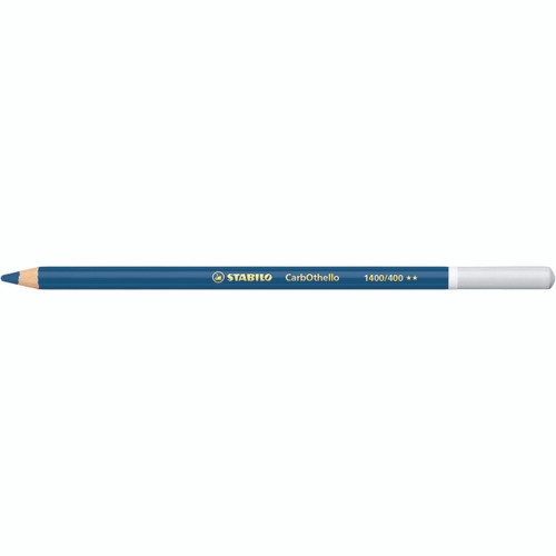 Stabilo CarbOthello chalk-pastel coloured pencil in Parisian Blue showing the full pencil length and barrel colour