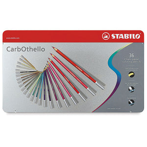 Stabilo CarbOthello chalk-pastel coloured pencil tin of 36 assorted shades, closed tin view