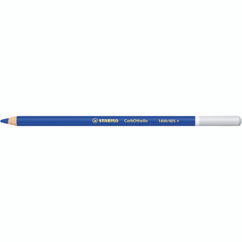 Stabilo CarbOthello chalk-pastel coloured pencil in Ultramarine showing the full pencil length and colour band