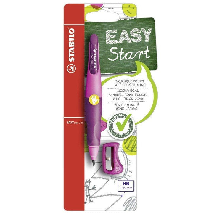 Stabilo EasyErgo left hand mechanical pencil in pink on white background