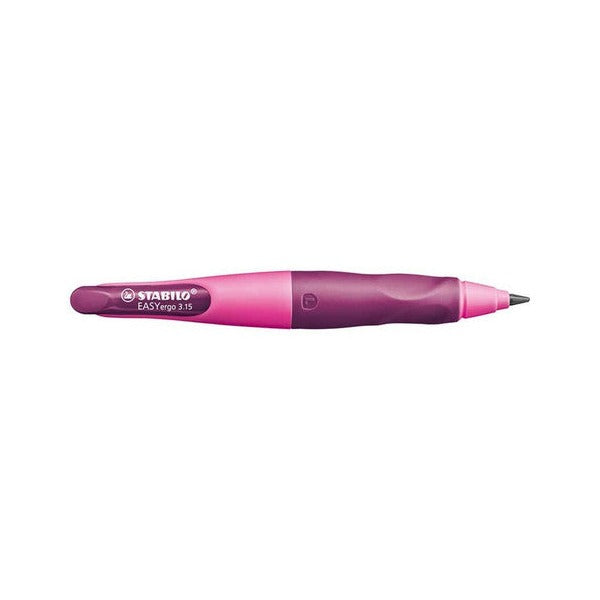 Front view of pink Stabilo EasyErgo pencil showing ergonomic grip zone