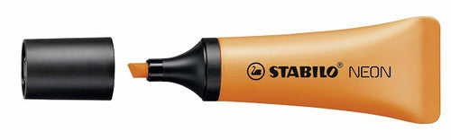 Close-up of the Stabilo Neon Orange Highlighter dual tip showing fine and wide ends