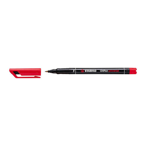 Box of 10 Stabilo OHPen Universal permanent red overhead projector pens