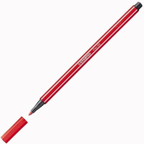 Stabilo Pen 68 Premium Carmine fibre tip pen front view on white background