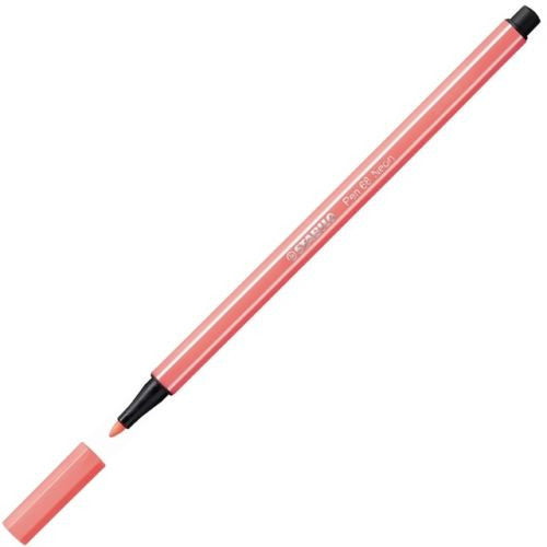 Stabilo Pen 68 Premium Fibre Tip Pen 1.0mm in Fluro Red, box of 10, front view on white background