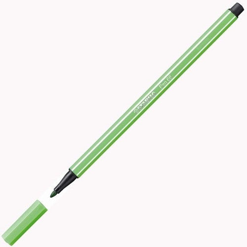 Stabilo Pen 68 Premium Leaf Green fibre tip pen front view showing cap and barrel