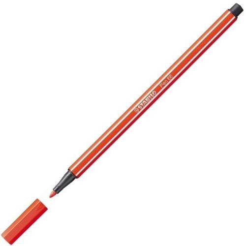 Stabilo Pen 68 Premium 1.0mm light red fibre tip pen front view on white background