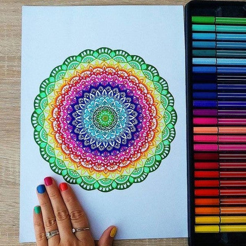 Multiple Stabilo Pen 68 pens arranged in a fan showing light red colour against barrel