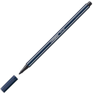 Stabilo Pen 68 Premium fibre tip pen in Paynes Grey with cap on, front view on white background