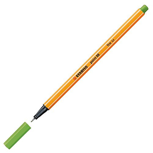 Box of 10 Stabilo Point 88 Apple Green Fineliners showing packaging front