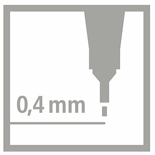 Close-up of Stabilo Point 88 metal-enclosed 0.4mm nib on a white background
