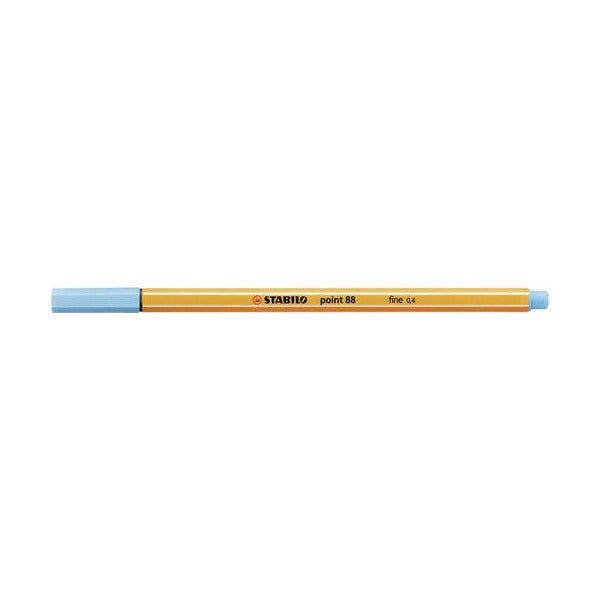 Close-up of Stabilo Point 88 metal-enclosed 0.4mm nib tip in azure blue