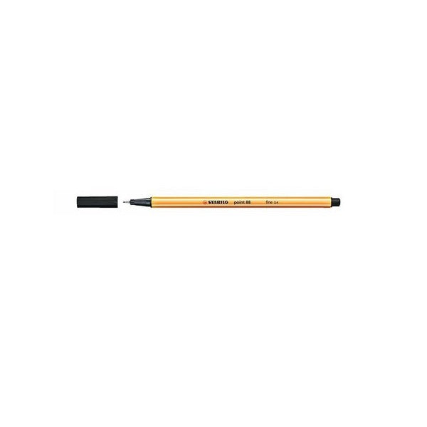 Stabilo Point 88 black fineliner pen front view on white background