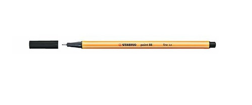 Stabilo Point 88 black fineliner pen front view on white background