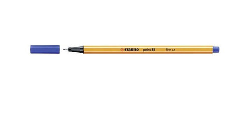 Stabilo Point 88 Blue Fineliner pen front view on white background