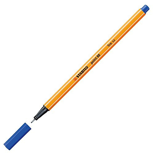 Stabilo Point 88 Blue pen with cap removed showing nib