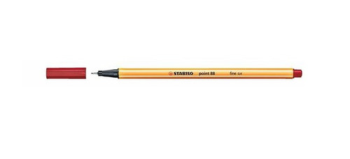 Stabilo Point 88 Fineliner Crimson box of 10 pens front view on white background