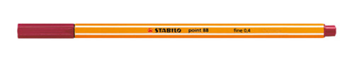 Close-up of Stabilo Point 88 metal-enclosed 0.4mm fineliner tip in crimson