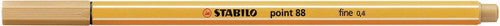 Close-up of the 0.4mm metal-enclosed tip of the Stabilo Point 88 Dark Ochre