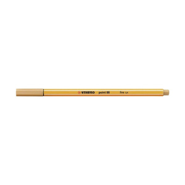Close-up of the 0.4mm metal-enclosed tip of the Stabilo Point 88 Dark Ochre