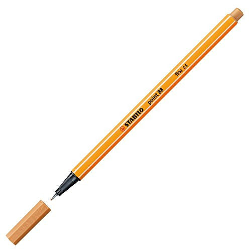Stabilo Point 88 Dark Ochre pen cap removed showing nib detail