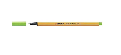 Stabilo Point 88 Green Fineliner pen front view on white background