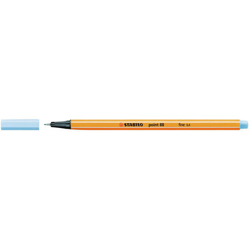 Stabilo Point 88 Ice Blue fineliner pen front view on white background