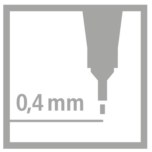 Close-up of Stabilo Point 88 metal-encased 0.4mm tip in Ice Blue