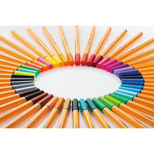 Box of 10 Stabilo Point 88 Ice Blue fineliners showing packaging