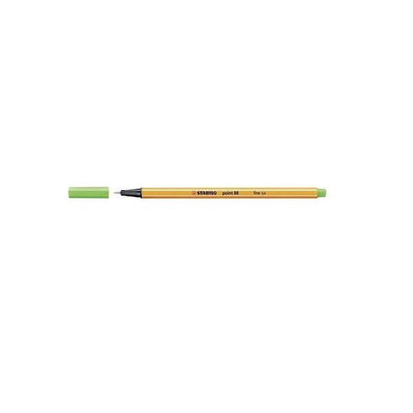 Stabilo Point 88 Leaf Green fineliner pen front view on white background
