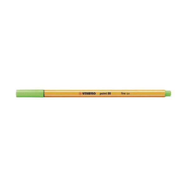 Close-up of Stabilo Point 88 metal-enclosed 0.4mm tip in Leaf Green