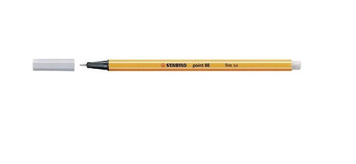 Stabilo Point 88 fineliner in light grey, front view of full pen on white background