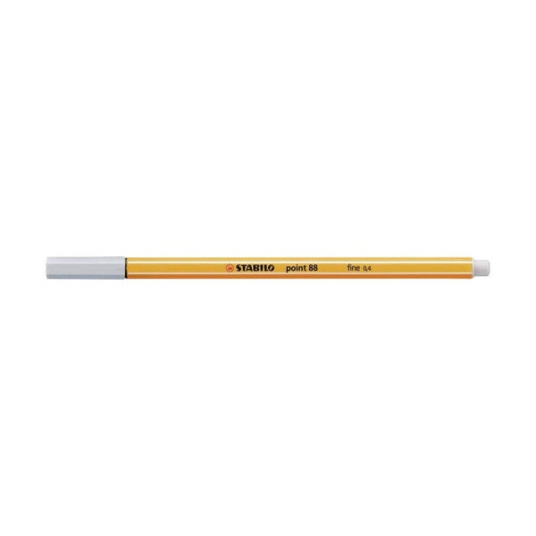 Close-up of the 0.4mm metal-enclosed tip of the Stabilo Point 88 light grey fineliner