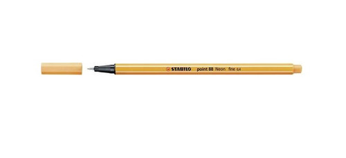 Stabilo Point 88 Fineliner Neon Orange pen front view on white background