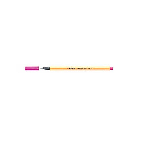 Stabilo Point 88 Neon Pink Fineliner pen on a white background