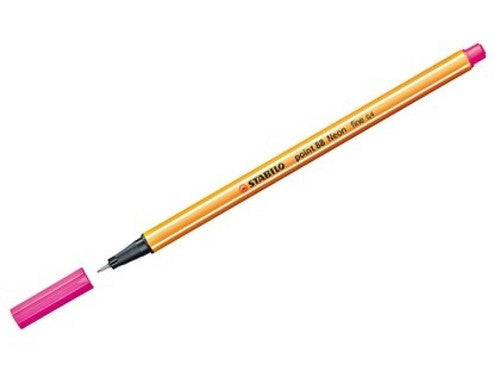 Stabilo Point 88 Neon Pink pen showing hexagonal striped barrel detail