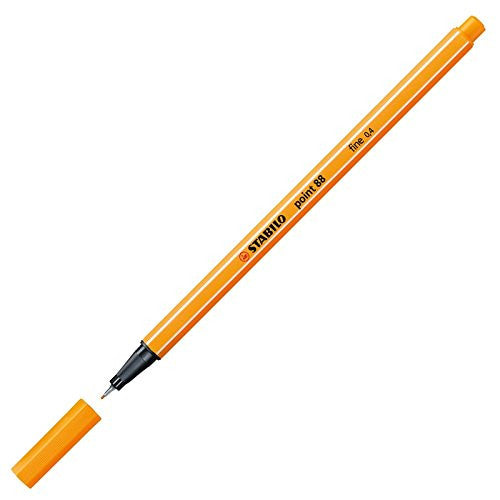 Stabilo Point 88 Orange pen with cap removed showing fibre tip
