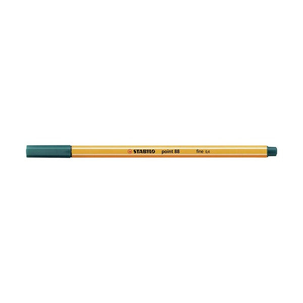 Close-up of Stabilo Point 88 metal-enclosed 0.4mm tip in Pine Green