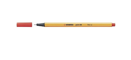 Stabilo Point 88 Red fineliner pen front view on white background