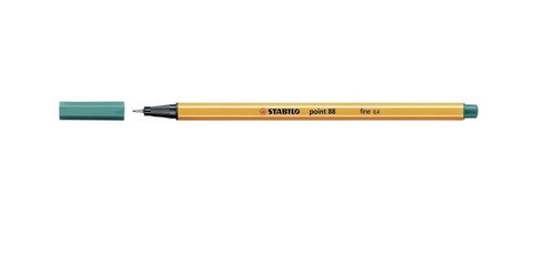 Stabilo Point 88 Fineliner in Turquoise, front view of single pen on white background