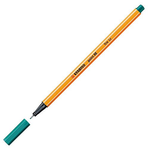 Stabilo Point 88 Turquoise pen with cap removed showing nib detail