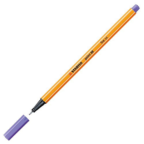 Stabilo Point 88 Violet fineliner showing hexagonal striped barrel design