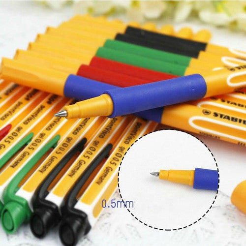 Stabilo pointVisco wallet packaging opened to display all 10 assorted gel pens