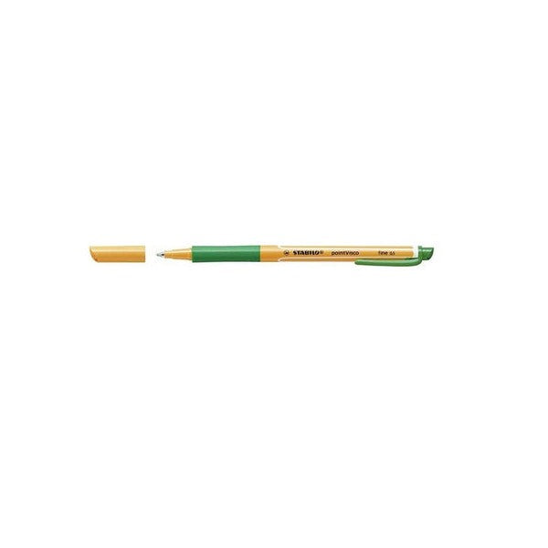 Stabilo pointVisco 0.5mm green rollerball gel pen, single pen view