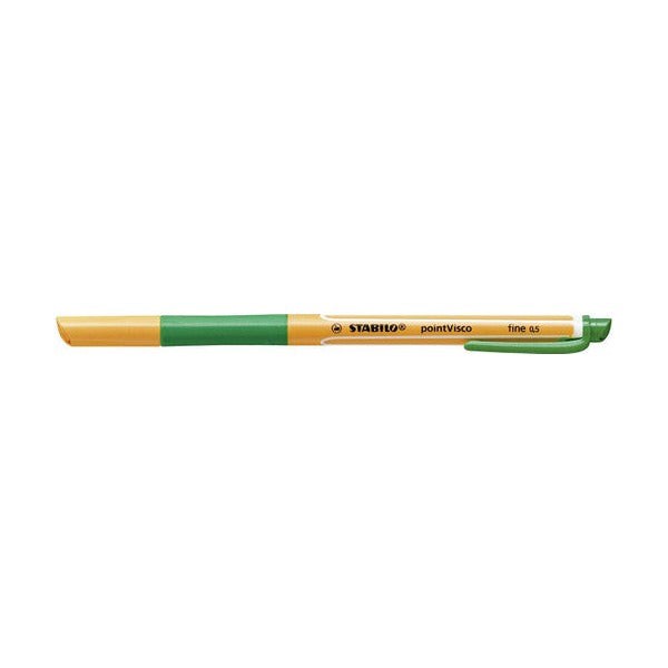 Stabilo pointVisco box of 10 green gel pens, front of packaging