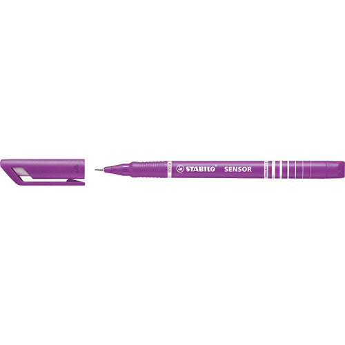 Stabilo Sensor fineliner pens in lilac, pack of 10, shown fanned out on a white background