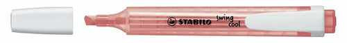 Close-up of the dual-tip nib on the Stabilo Swing Cool Red Highlighter showing 1mm and 4mm edges